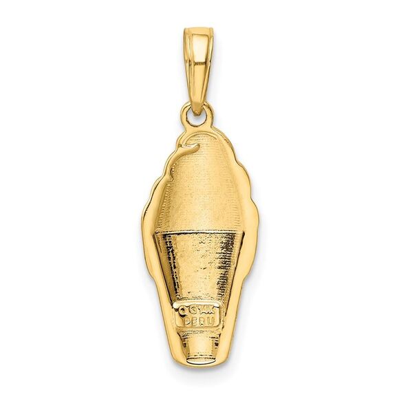 14k Yellow Gold and Enamel Vanilla Ice Cream Cone Pendant - Picture 3 of 6